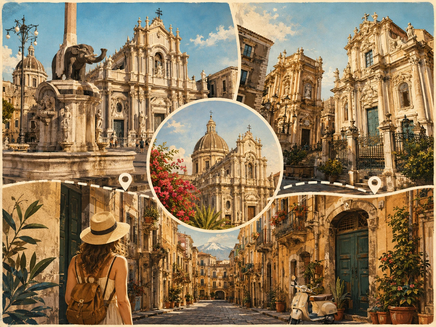 Illustrated Baroque walking route through Catania