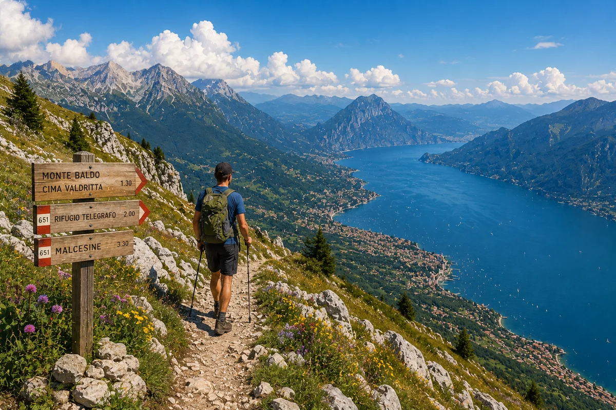 Illustration of hiking Monte Baldo above Lake Garda