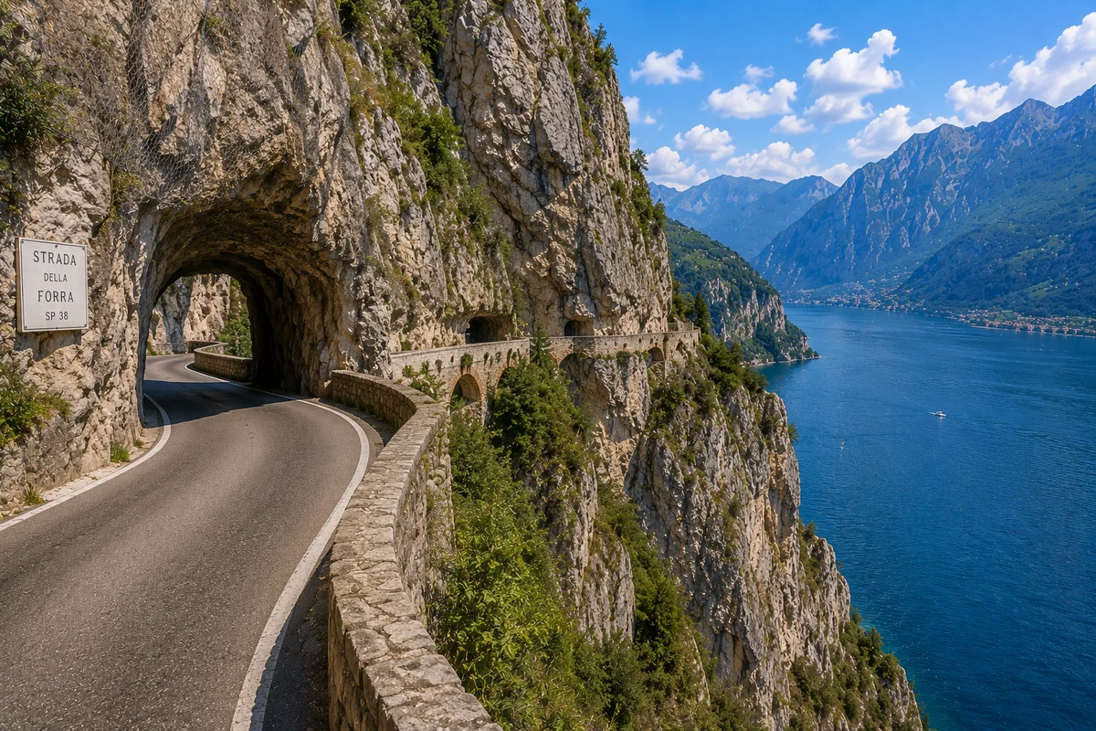 Illustration of Strada della Forra above Lake Garda