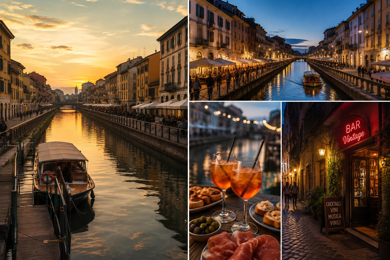 Navigli canals, Aperitivo and vintage nightlife in Milan