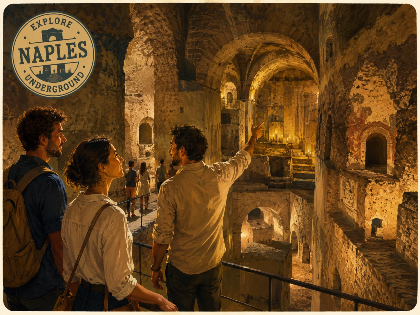 Guided exploration of ancient chambers beneath Naples