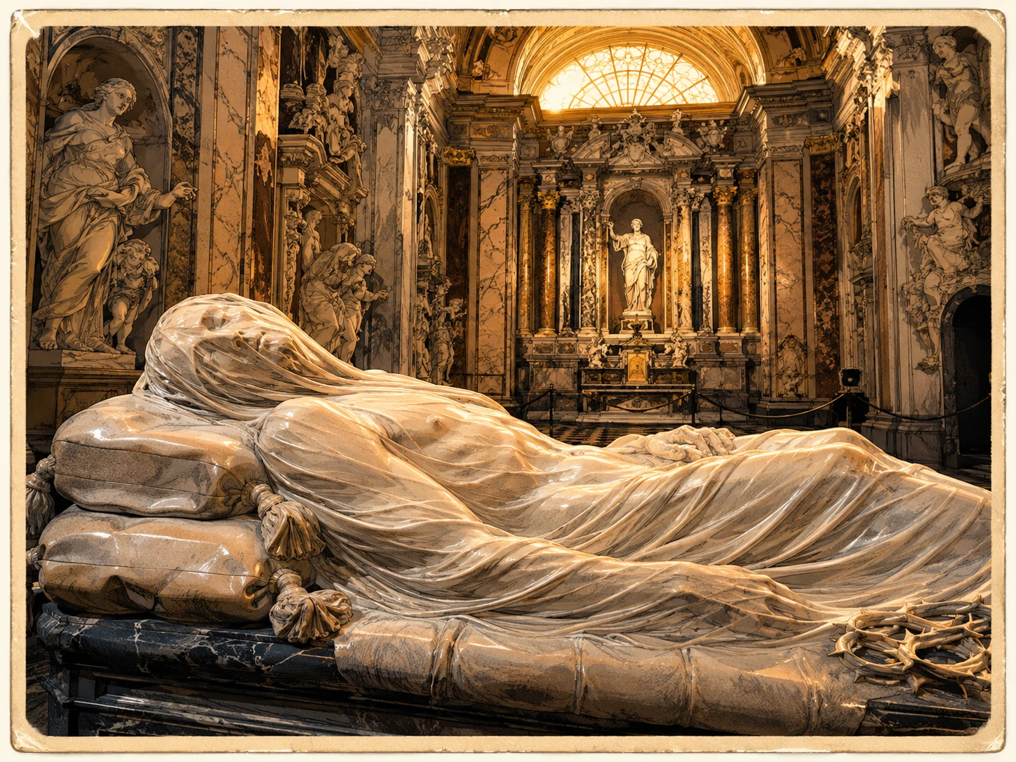 The Veiled Christ sculpture inside the Cappella Sansevero