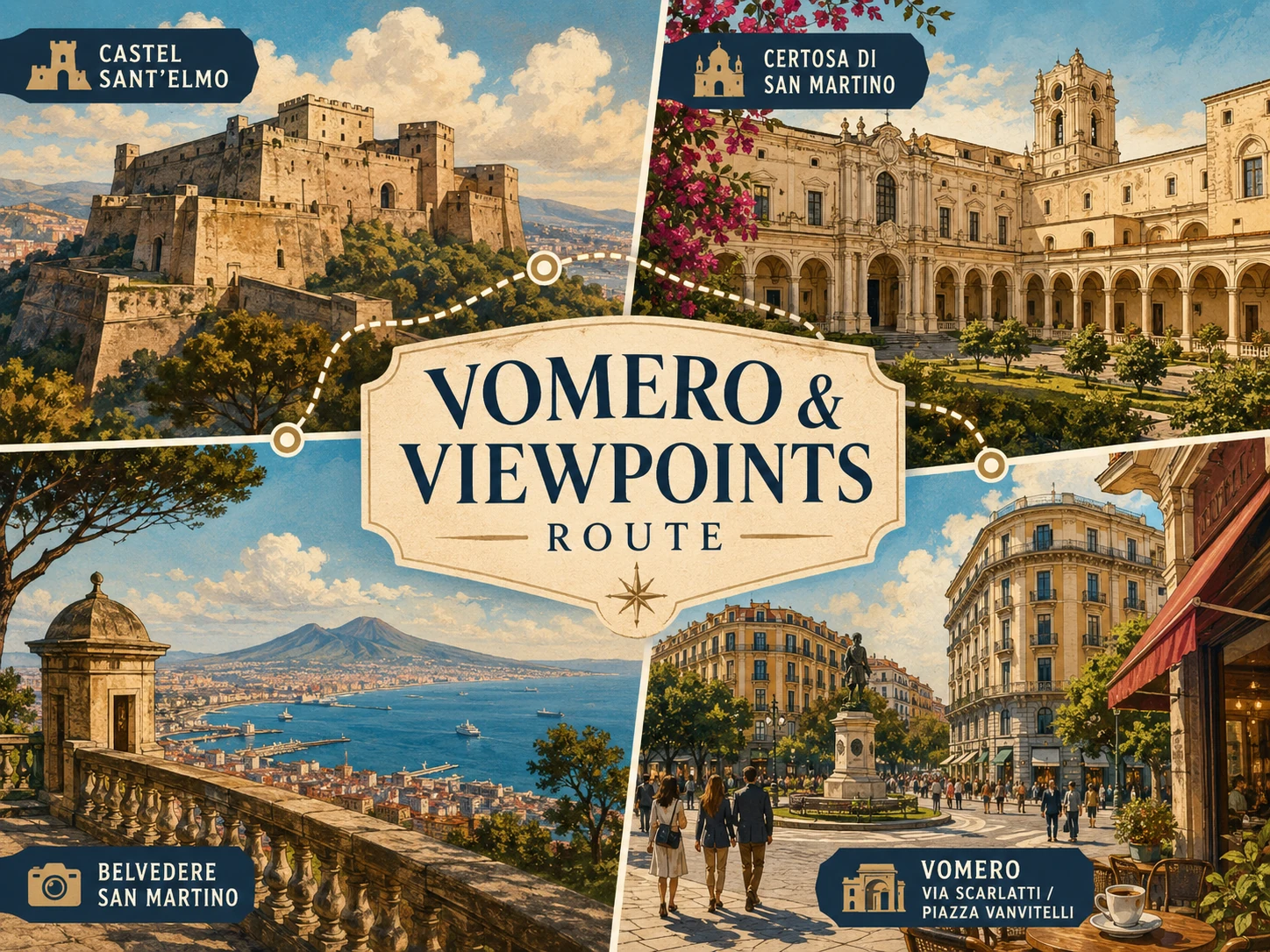 Vomero and viewpoints route with Castel Sant'Elmo, San Martino and Bay of Naples views
