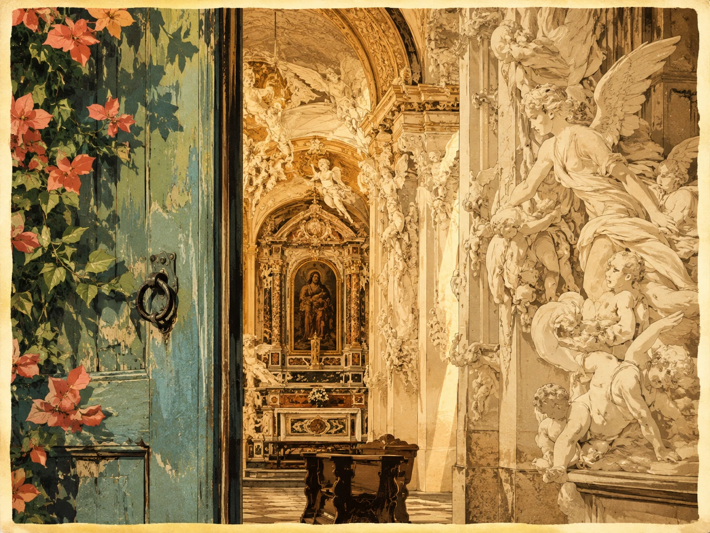 Hidden entrance to the elaborate stucco interior of Oratorio di Santa Cita