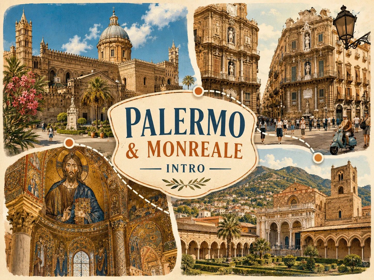 Palermo and Monreale introductory route combining city landmarks, mosaics, and the cathedral cloister
