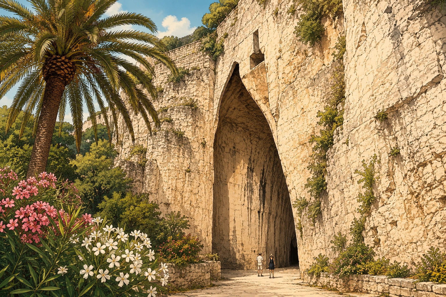 Illustration of the Ear of Dionysius cave in Syracuse