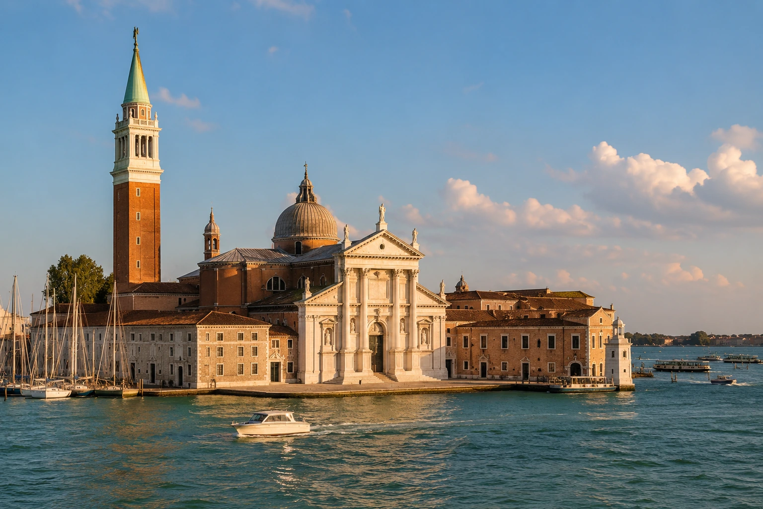 Illustration of San Giorgio Maggiore across the lagoon from Venice