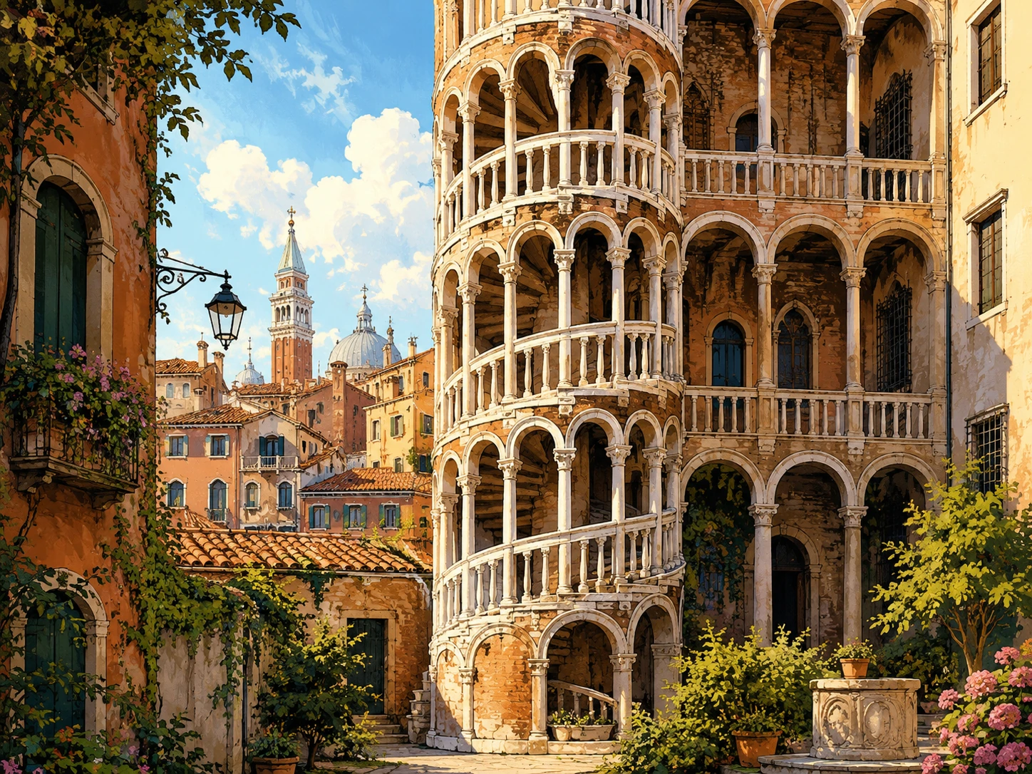Spiral staircase of Scala Contarini del Bovolo in Venice