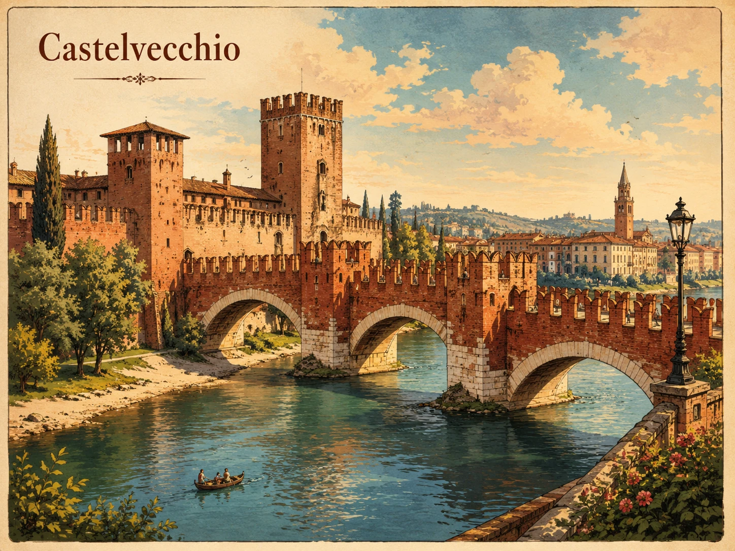Castelvecchio and its fortified bridge across the Adige River